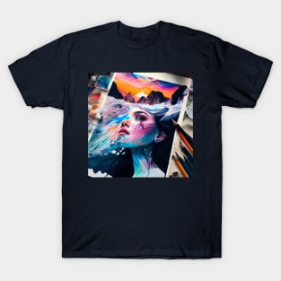 Abstract Painting of Girl Besides a Glacier T-Shirt